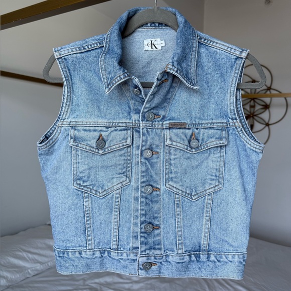 Calvin Klein Jeans Jackets & Blazers - 90s Calvin Klein Denim Vest Size M Made In USA Light Wash Jean Vest Y2K Vintage